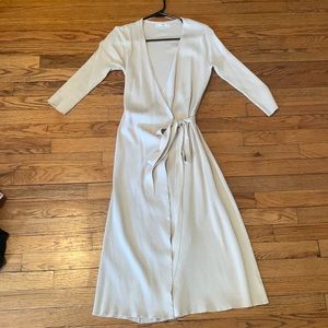 Mango Beige Midi Wrap Dress